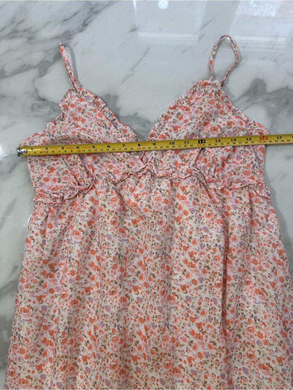 MOLLY BRACKEN Floral Pink Ruffle Hem Spaghetti Strap Babydoll Dress Size Small - Picture 8 of 9